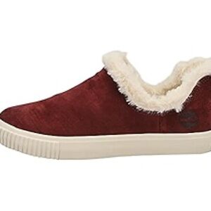 Timberland Women’s Skyla Bay Slip-Ons Burgundy Warm Sherpa Lined Faux Fur 8